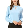 thumbnail image 1 of AllegK Dde San Patricio profesional Blusas de gade manlarcon cuello alto elegante pamujer Azul claro XS, 1 of 6