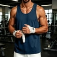 thumbnail image 2 of OIOLOYJM Mens Tank Tops Summer Casual Gym Workout Bodybuilding Sleeveless Shirt Quick Dry Lightweight Loose Fit Muscle Y-Back Fitness Tanks Navy M, 2 of 5