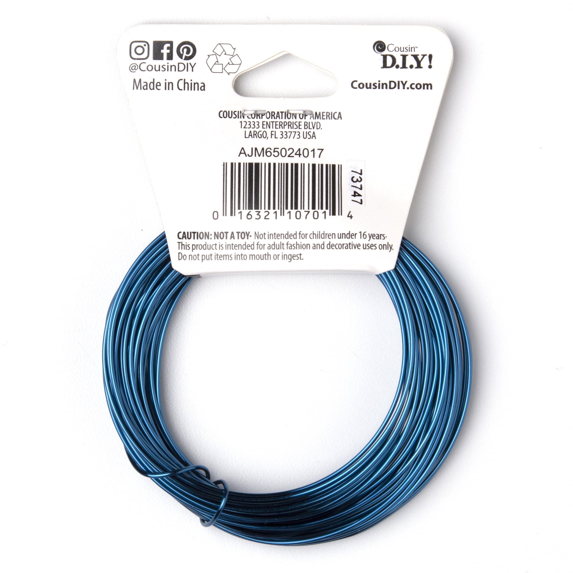 (2 pack) Cousin DIY Coated Copper Wire, Blue Finish, 20ga, 24 ft Roll