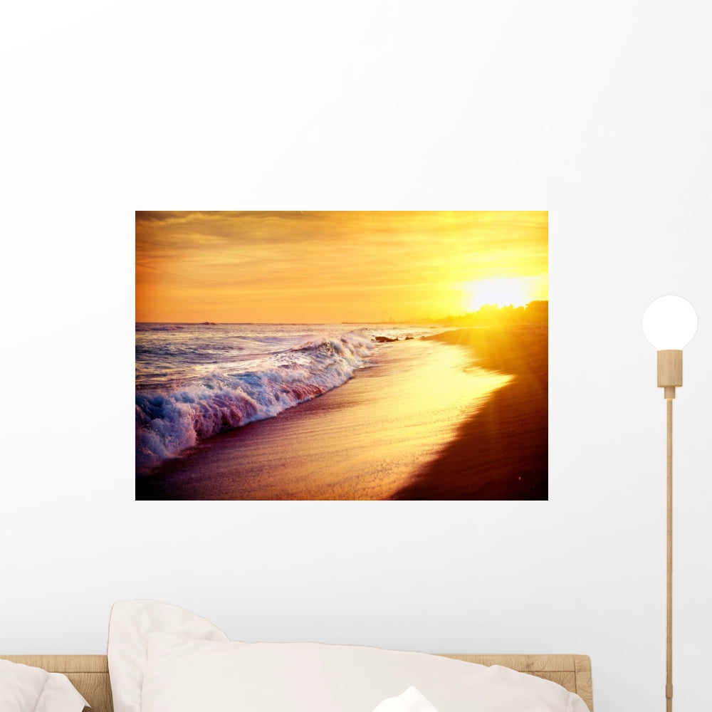 Beautiful Sea Sunset Beach Wall Decal By Wallmonkeys Peel And Stick Graphic 18 In W X 13 In H Wm323467 Walmart Com Walmart Com
