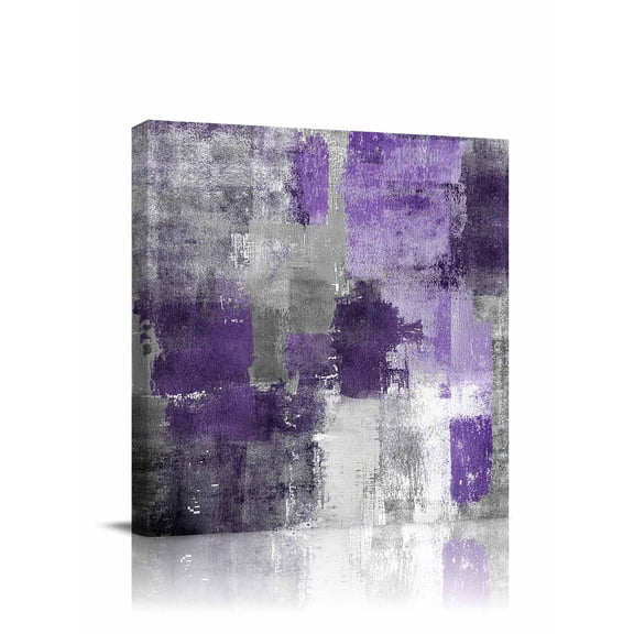 Purple Grey Canvas Wall Art, Modern Graffiti Brush Art Abstract Framed Wall Decor Modern Artwork Prints Painting for Living Room, Bedroom, Kitchen & Cafe Decor 8x8 Inch
