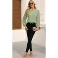 thumbnail image 5 of Dycnvjo Womens Tops Dressy Casual Sheer Long Sleeve V Neck Shirts Loose Flowy Chiffon Business Work Blouses Green XXL, 5 of 7