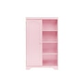 thumbnail image 7 of Multifunctional Storage Cabinets with 3 Storage Shelves and 1 Door, Modern Bedroom Wardrobe with 1 Cabinet and 1 Clothes Hanger, Space Saving Closet Pantry Cabinet for Home Office, Pink, 7 of 7