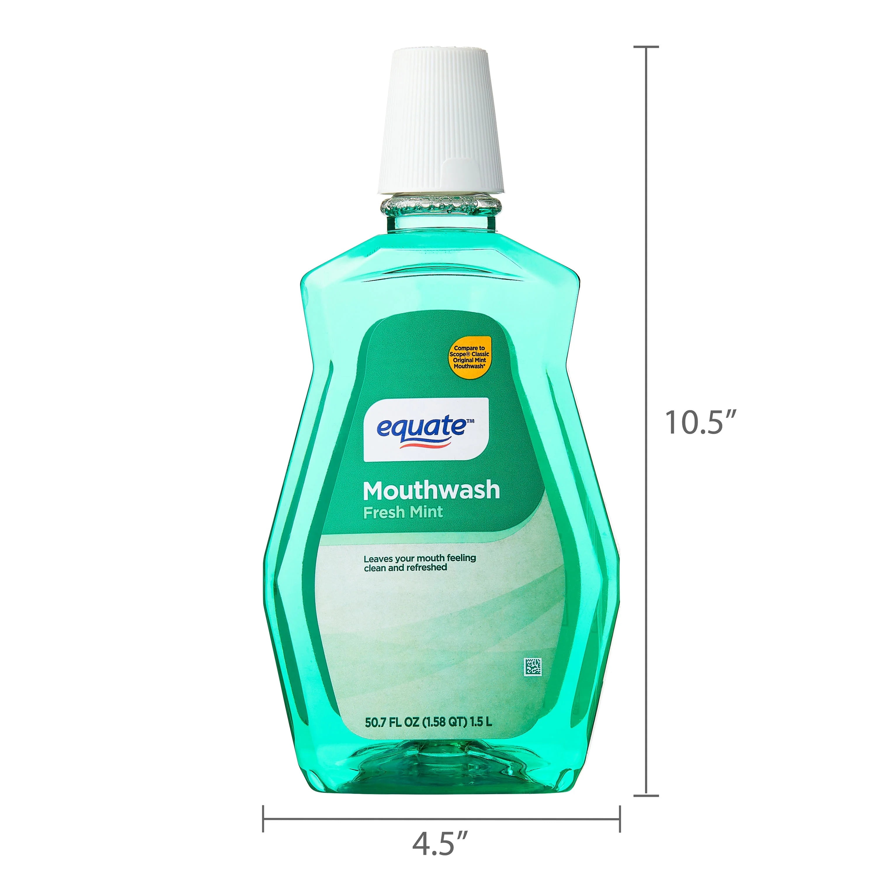 (4 pack) Equate Mouthwash, Fresh Mint, 1.5 L