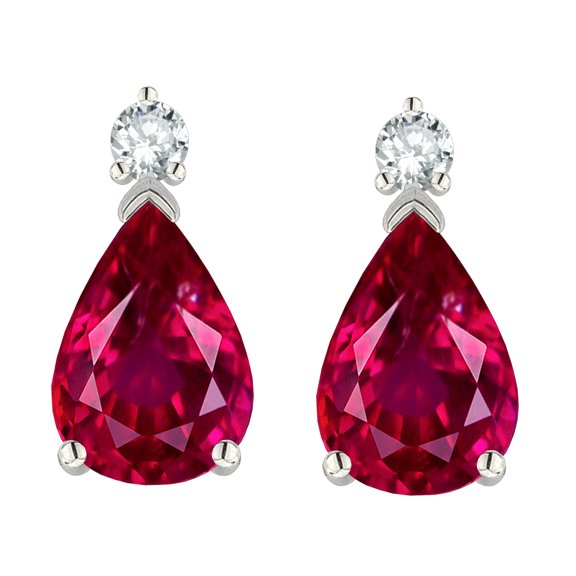 Star K � 8x6mm Pear Shape Created Ruby Classic Drop Earring Studs