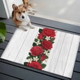 thumbnail image 3 of Entryway Rug 2'x3', Valentine's Day Small Rug for Kitchen Bathroom Door Mat Indoor Entrance, Red Roses Floral Farmhouse White Wood Stripes Non-Slip Area Rugs Floor Mats Carpet Front Door Rugs, 3 of 8