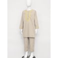 thumbnail image 6 of iiniim Boys Muslim Clothing Kaftan Middle East Youth Embroidered Top with Pants Suit Arabic Wear Khaki 130, 6 of 7