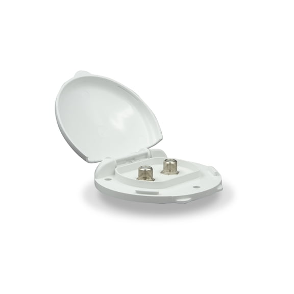 RV Camper Compact Dual Cable TV Plate With Jack Covers Polar White PN 94324