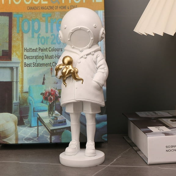 Resin Deep Sea Diver Figurine Banksy Girl Statue Graffiti Street Modern Creative Art Figurine Sculpture Desktop Craft Living Room Decor