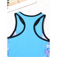 thumbnail image 7 of renvena Kids Girls Floral Splice 3 Pcs Athletic Swimsuit Top+Brief+Bottoms Surfing Rash Guard Set 4-16 Blue Floral 6, 7 of 7