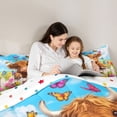 thumbnail image 5 of jejeloiu Highland Cow Butterfly 7pcs Bedding Comforter Set Kids,Farm Print Queen Bedding Sets,Reversible, 5 of 7