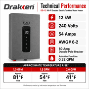 Drakken Elite Series ES-12 Residential 12KW Electric Water Heater