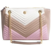 Anne Klein Quilted Chain Shoulder Tote Handbag One Size Pink multi