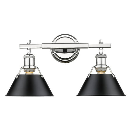 - Orwell CH 2 Light Bath Vanity in Chrome with Black Shade