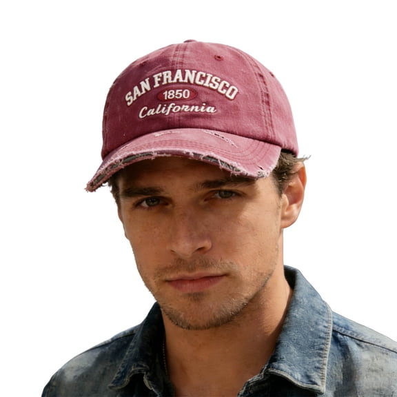 WMNTST Unisex Baseball Caps Distressed Washed Curved Brim Cap With Letter Embroidery Adjustable Dad Hat