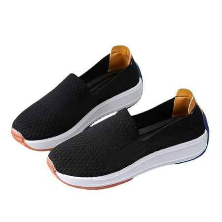 

Women\ s Slip-On Walking Shoes Breathable Platform Shoes Wedge Loafers Anti Slip Casual Footwear