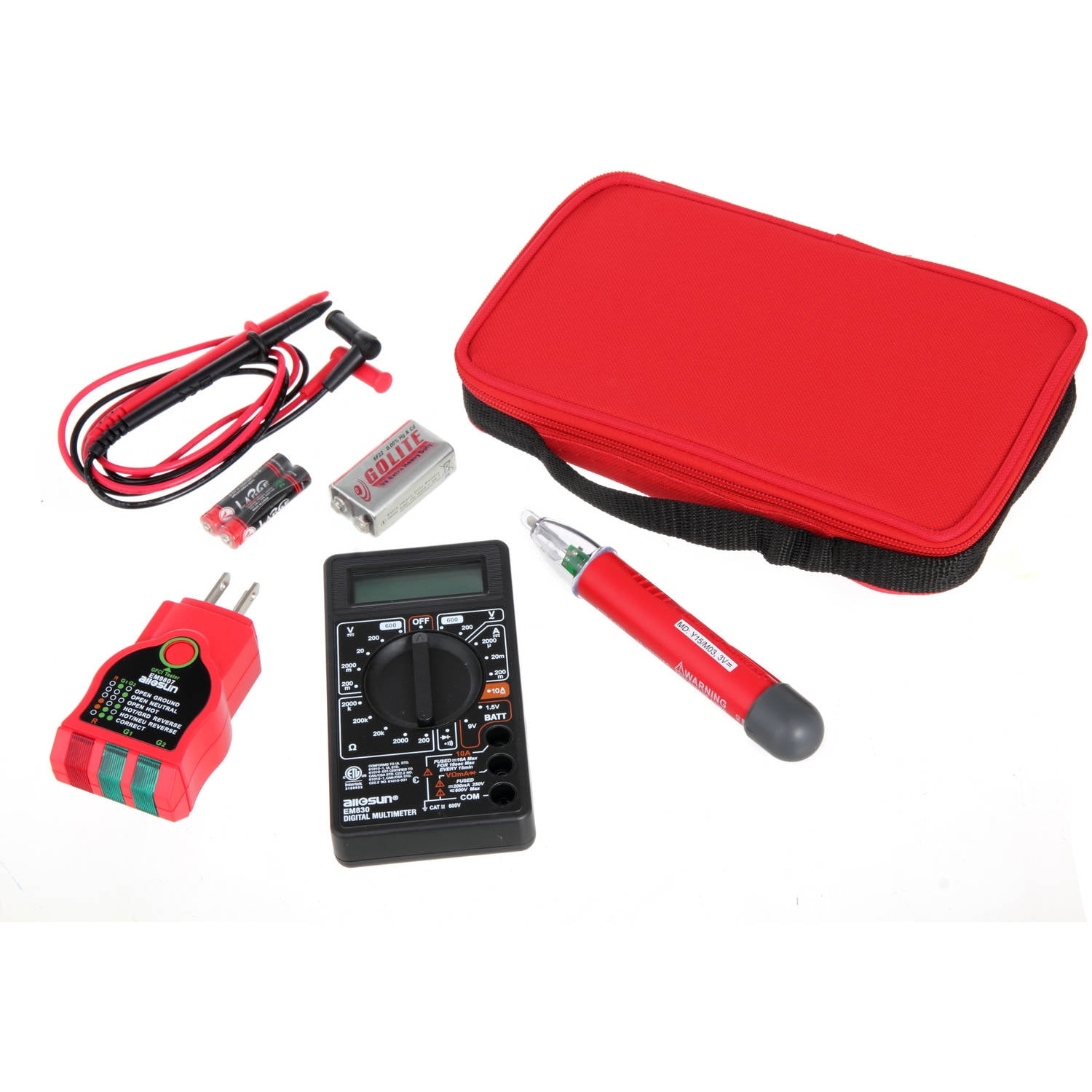 Voltage Pro 3Piece Electrical Tester Kit With Storage Case