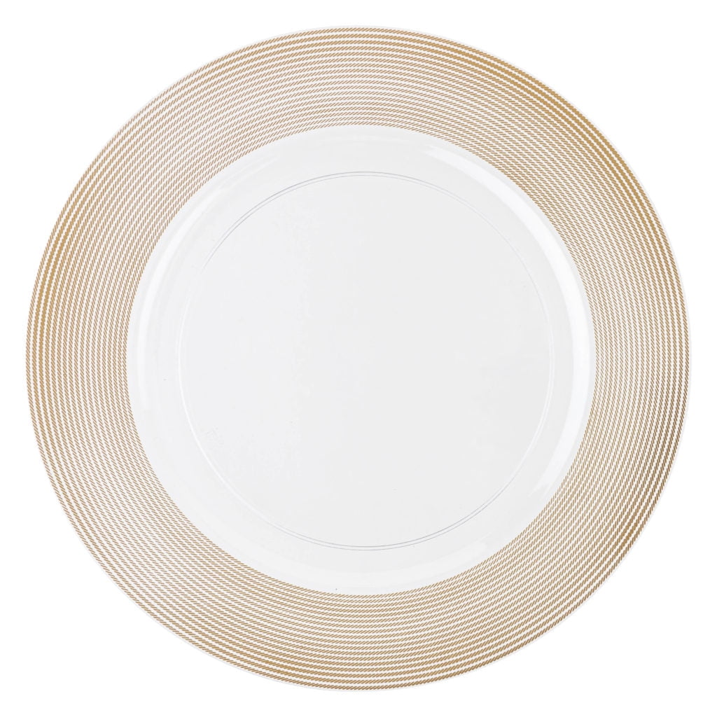 Glass charger with gold rim sales
