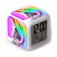 thumbnail image 1 of Reloj digital LED con forma de unicornios, cuadrado, con función de despertador, 1 of 4