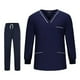 thumbnail image 3 of Conjuntos de uniforme médico, top y pantalón, uniforme de enfermera suave y cómodo, ropa de trabajo para spa Azul oscuro con blanco, 3 of 9