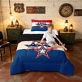 thumbnail image 3 of Manfei Retro Hanging Star Twin Comforter Sets, American Flag Stripe Bedding Set, Red White Blue, Black Reversible 2 Pieces, 1 Comforter and 1 Pillowcase, 3 of 6