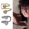 thumbnail image 2 of Yesbay 1 Pcs Women Ear Clip Ear Cuff Rhinestone Heart Smooth Polished C-shaped Non-pierced Anti-slip Stainless Lightweight Hip Hop Lady Ear Clips Club Jewelry, 2 of 7