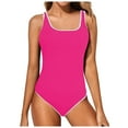 thumbnail image 1 of Huesdet Women Athletic One Piece Swimsuits Sporty Racerback Bathing Suits Full Coverage Modest Swimwear[Hot Pink,S], 1 of 5