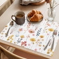 thumbnail image 3 of Spring Floral Placemats Set of 6, Watercolor Wildflower Field Rustic Eucalyptus Leaves Non-Slip Place Mats Washable Table Mats for Kitchen Dining Table Decorations Indoor/Outdoor, 3 of 9
