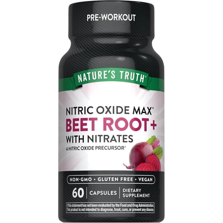Beet Root Capsules | 60 Count | Nitric Oxide Supplement | For Men and Women | by Nature's Truth