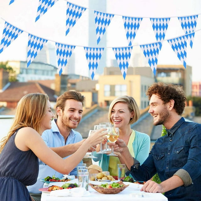JWshufel 197 Inch Oktoberfest Bavarian Plaid Flag Set 20pcs Suit Oktoberfest Theme Party Decoration Long Lasting and Eco Friendly Material Easy to Setup Great Visual Inside or Outside
