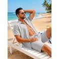 thumbnail image 3 of RICHCOIN Mens 2 Piece Outfit Summer Beach Short Sleeve Button Down Shirts and Shorts Vacation Sets for Men, 3 of 7