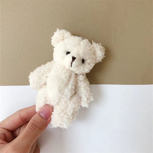 Llavero Colgante Oso Forma Linda Bling Bling Muñeco de Peluche Blanco