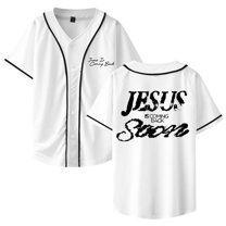 Josiah Queen Jesus Is Coming Back Soon Baseball Jersey Shirt V-Neck Women Men Short Sleeve Streetwear Clothes