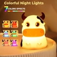 thumbnail image 2 of Night Light for Kids,Portable Tap Control Nightlight Lamp, 7 Colors Mode, Silicone Cute Animal Cow LED Nursery Night Lamp Bedroom Decor for Baby Infant or Toddler, 2 of 9