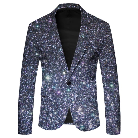 Mens Long Sleeve Lapel Button Button Suit Jacket Large Size Print Jacket Pocket Mens Business Men'S Blazers & Suit Jackets Dark Blue Xxxl