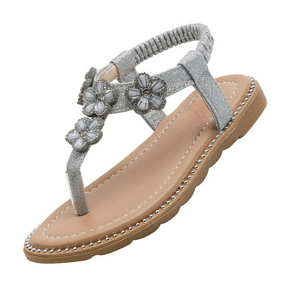Gubotare Girls Sandals Baby Boys Girls Summer Lightweight Soft Sole Open-Toe Outdoor Leather Athletic Sandals Size 8.5 (Silver,Toddler 8.5)