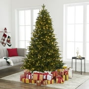 Traditional 7.5ft Prelit Artificial Christmas Tree with 1746 Branch Tips, 550 Warm Lights and Metal Stand, 52" wide Realistic Fir Christmas Tree with Lights by Naomi Home