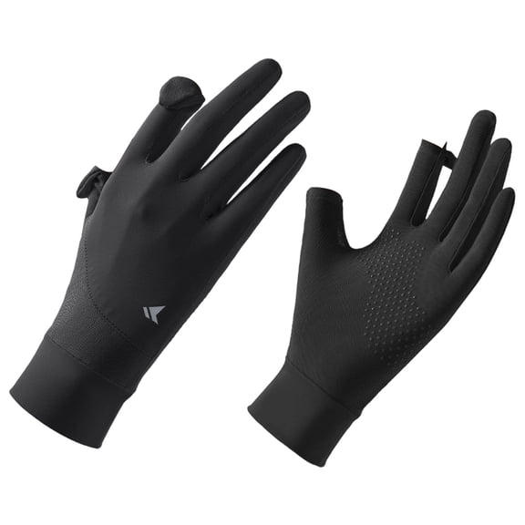 Under 10 Dollars! Uv Sun Protection Gloves Women, Full Finger Ice Silk Non Slip Driving Gloves for Travel Golfing Running, 9X3In (Black1)