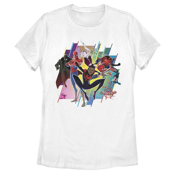 Women's Marvel Spider-Man Spiderverse Rainbow Panels  Graphic Tee White X Large