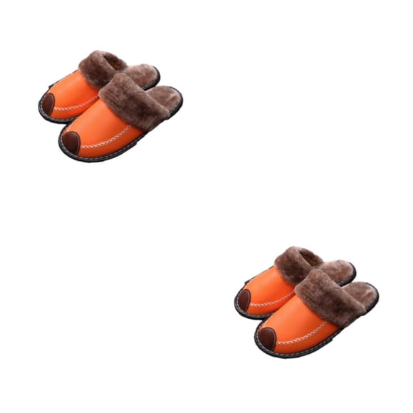 Sonducket Zapatillas de casa Suministros de invierno Zapato cálido Impermeable Estilo coreano Calentador Mujer Hombre Suavidad Zapatilla de Naranja 26 (37-38) 2Conjunto