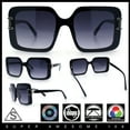 thumbnail image 3 of Womens Rimless Designer Fashion Oversized Rectangular Plastic Sunglasses Black - Smoke, 3 of 8