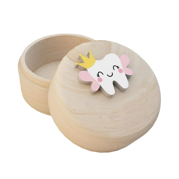 CSChome Tooth Storage Box Cartoon Baby Tooth Keepsake Box: Cute Round Small Container for Lost Tooth Storage