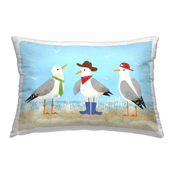 Stupell Industries Dressed Seagulls on Beach Decorative Printed Throw Pillow Design by Victoria Barnes .