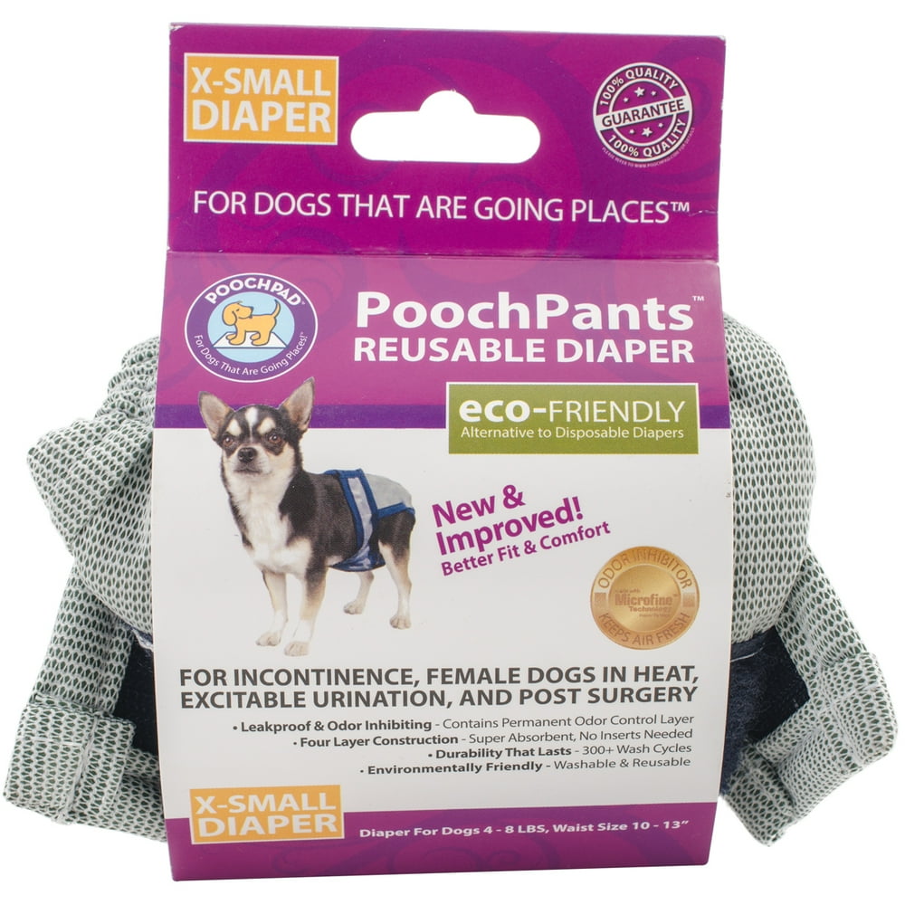 PoochPants Reusable Dog Diaper, XSmall, 4 To 7 lbs