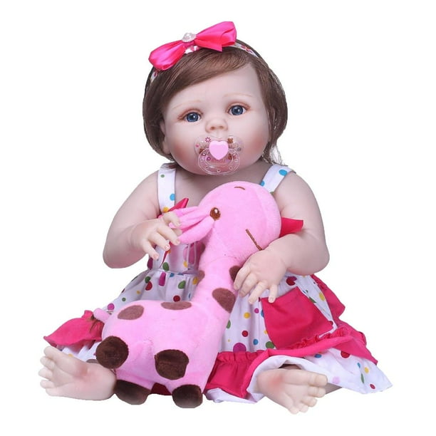Muneca Reborn de silicona de 22 pulgadas muneca de bebe recien nacido con ropa chupete biberon panal y mini juguete de dibujos animados Yotijar Muneca Reborn de Silicona Completa Walmart en linea