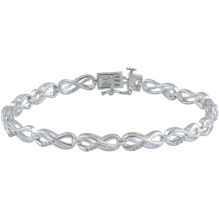 - Round Diamond Accent Rhodium Tone Fashion Bracelet, 7.5