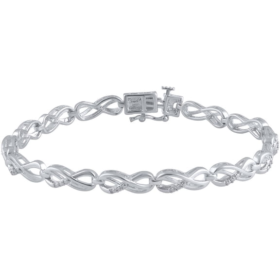 Round Diamond Accent Rhodium Tone Fashion Bracelet, 7.5".