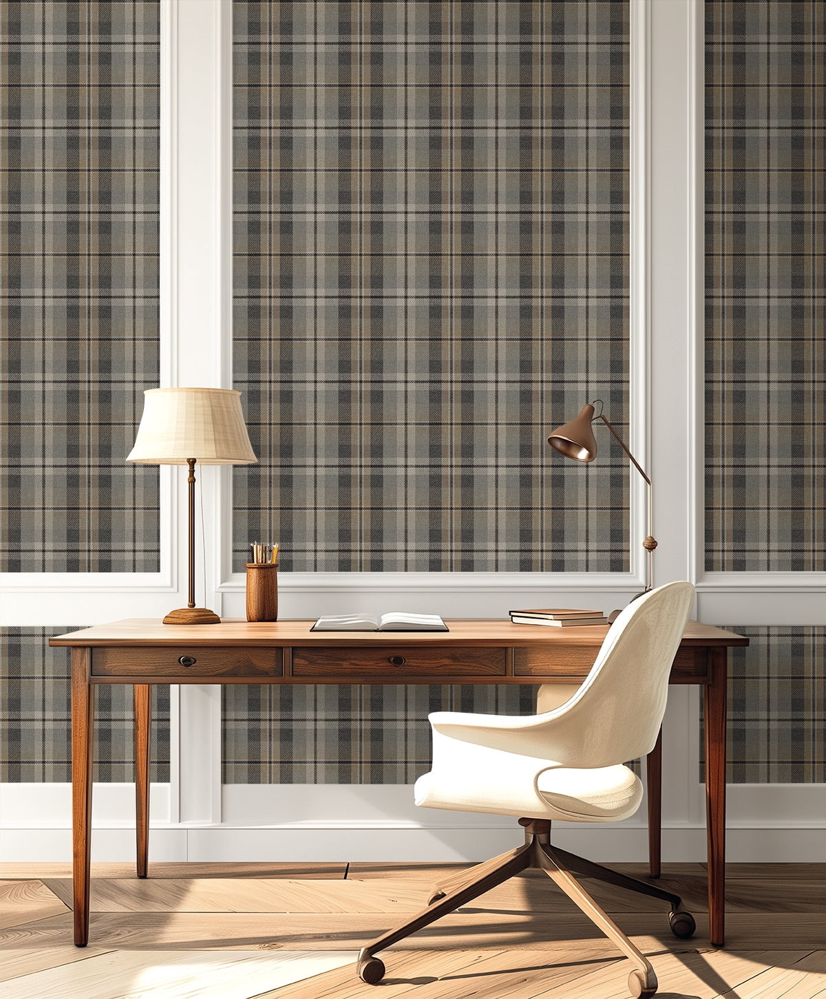 Harry & Grace Cliffside Thornbury Tailored Plaid Peel and Stick Wallpaper - 20.5 in. W x 18 ft. L Roll