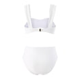 thumbnail image 5 of Women's Solid Color Three Flower With Steel Support And Chest Pad Split Swimsuit Swimsuit Cute Rompers for Women Sporty 50s Swimsuits for Women Sunflower Bathing Suit Short Sleeve Bathing Suit for, 5 of 8