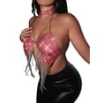 thumbnail image 3 of TRKIYQC Mujeres Casual Tank Tops, Color sólido Sin Mangas Sin Espalda Rhinestones Borla Halter Crop Tops con Gargantilla TRKIYQC moda, 3 of 7